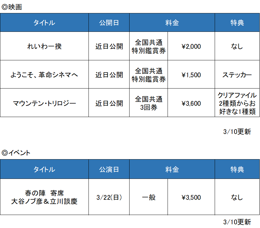 前売券情報 上田映劇